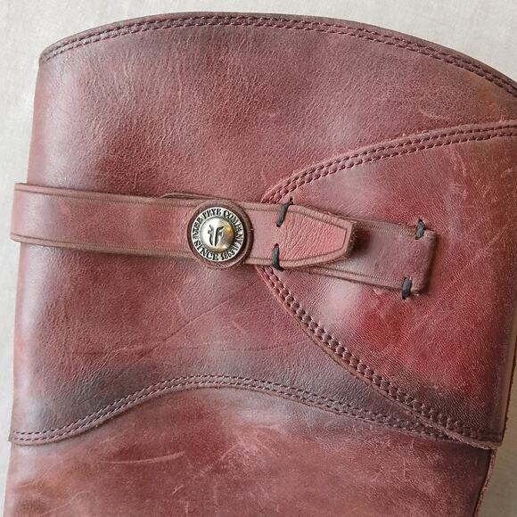 SINGLE LEFT FOOT ONLY Frye Molly Button Tall Boot 10B brown leather zip 1" heel - Picture 10 of 16